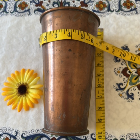 🌺 Pottery Barn; VINTAGE Copper Medium Vase w/ Galvanized Steel Waterproof Lining - Picture 6 of 9